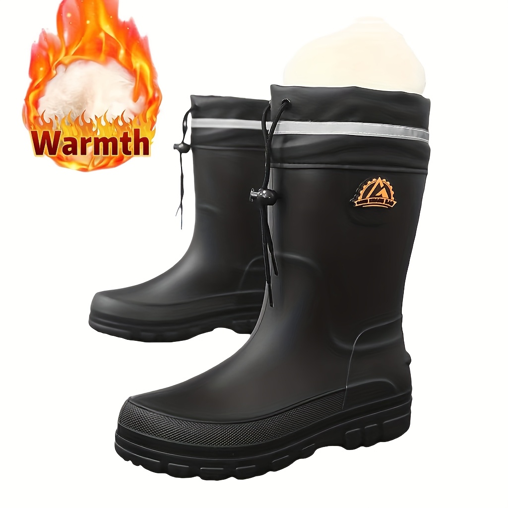 Image of Winter -lined Rain Boots - Warm | Slip-resistant | High-quality Pvc Material | Great Value | Christmas Gift | Stylish | Easy To Clean | Unisex | Men's | Women's