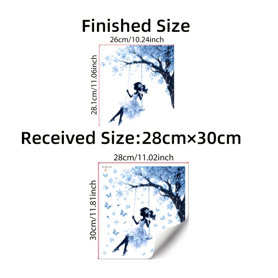 Image of 1pc Winter Swing Silhouette Static Cling Window Sticker, Glass Sticker, Double-sided Reusable, Snowflake Tree Scene Decals For Xmas Home Window Glass Indoor Holiday Party Decor
