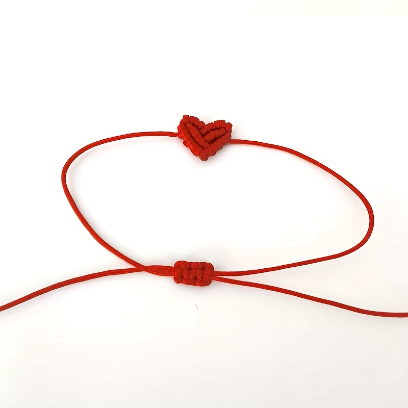 Image of Adjustable Heart Braided String Bracelet - Handmade Multicolor (pink/purple/red) Friendship Jewelry For , Summer For Birthdays, Weddings & Parties