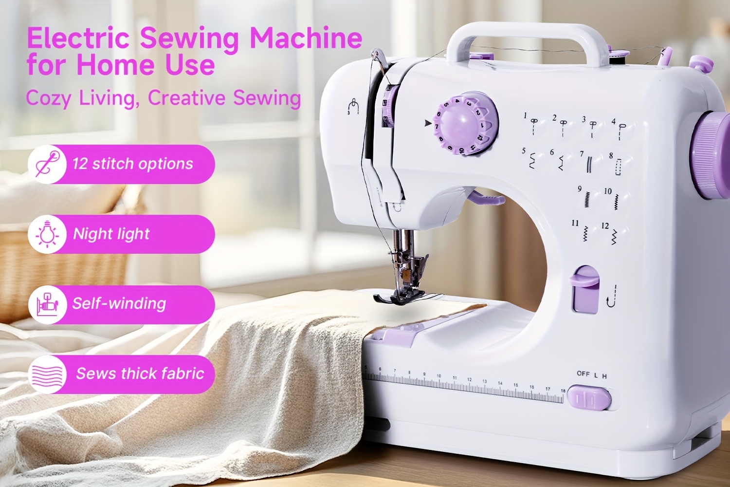 portable electric sewing with 12 stitches patterns adjustable speed parents beginners hobbyists lightweight repair diy crafting details 0