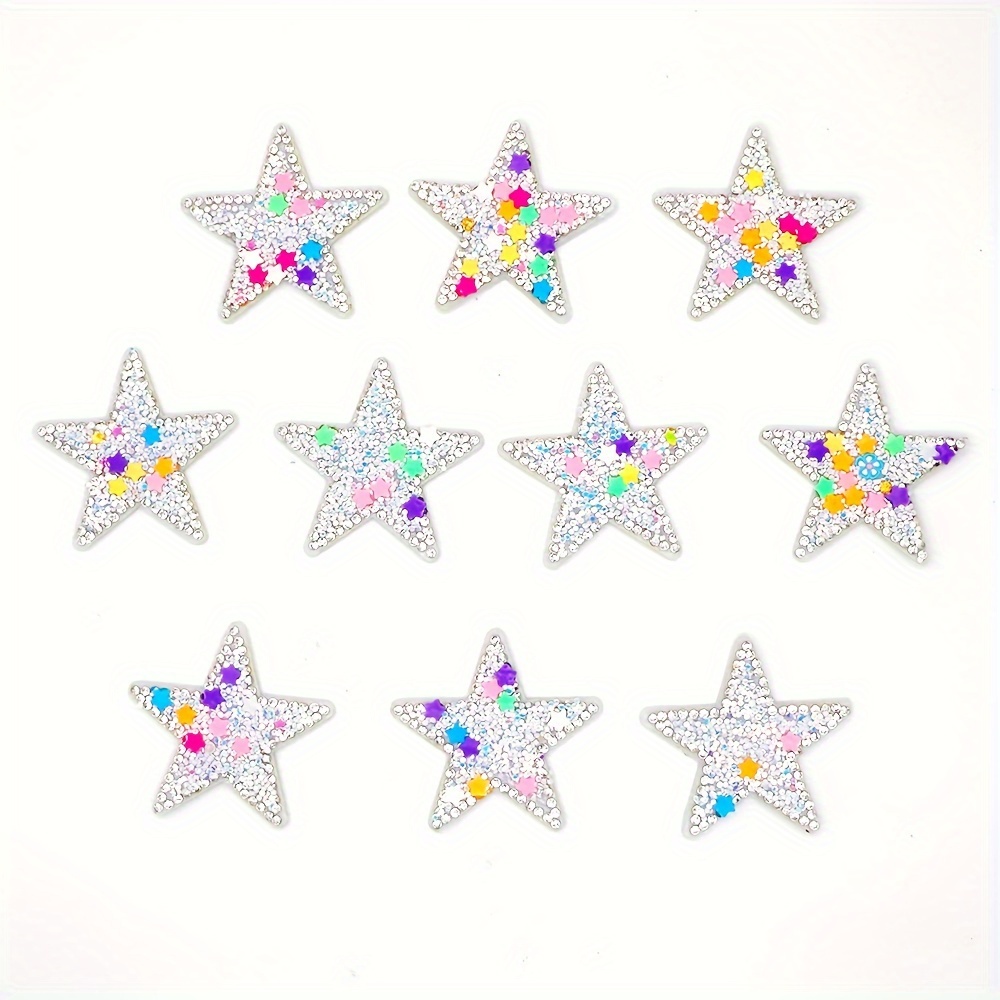 10pcs Soft Pottery Rhinestone Star Patches Decorative Additions Patch Stickers