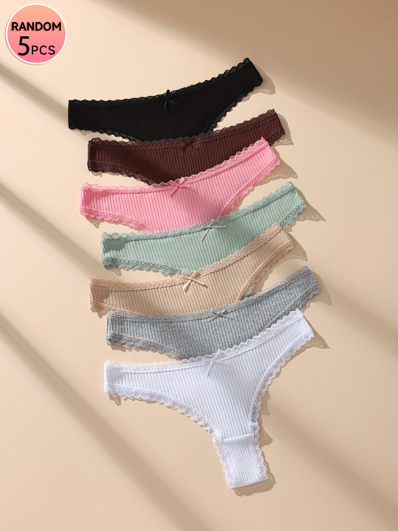 5st ribbade trosor för kvinnor med blommönster detalj - Temu Sweden