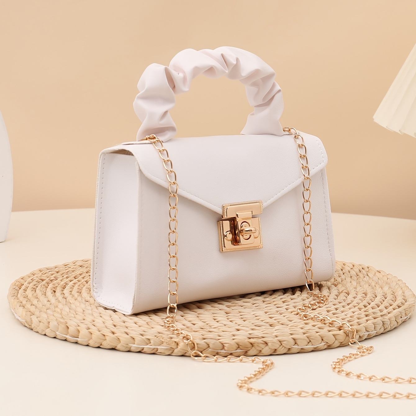womens detachable wrist strap chain crossbody bag with turn closure pvc handbag suitable for travel casual outfits multi color turn and mechanism handheld shoulder purse