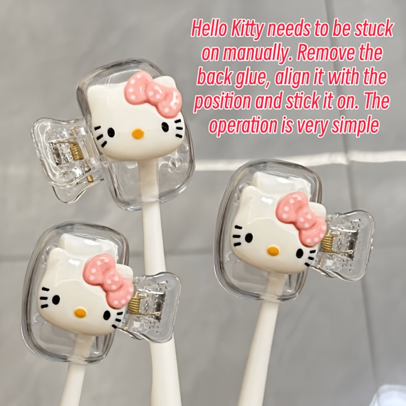 3pcs Set Of Hello Kitty Toothbrush Holder - Cute Pink Plastic Travel Box, Protecting And Beautifying Your Toothbrush, Essential For Home And Travel. You Need A Diy Cat Pattern Toothbrush Box