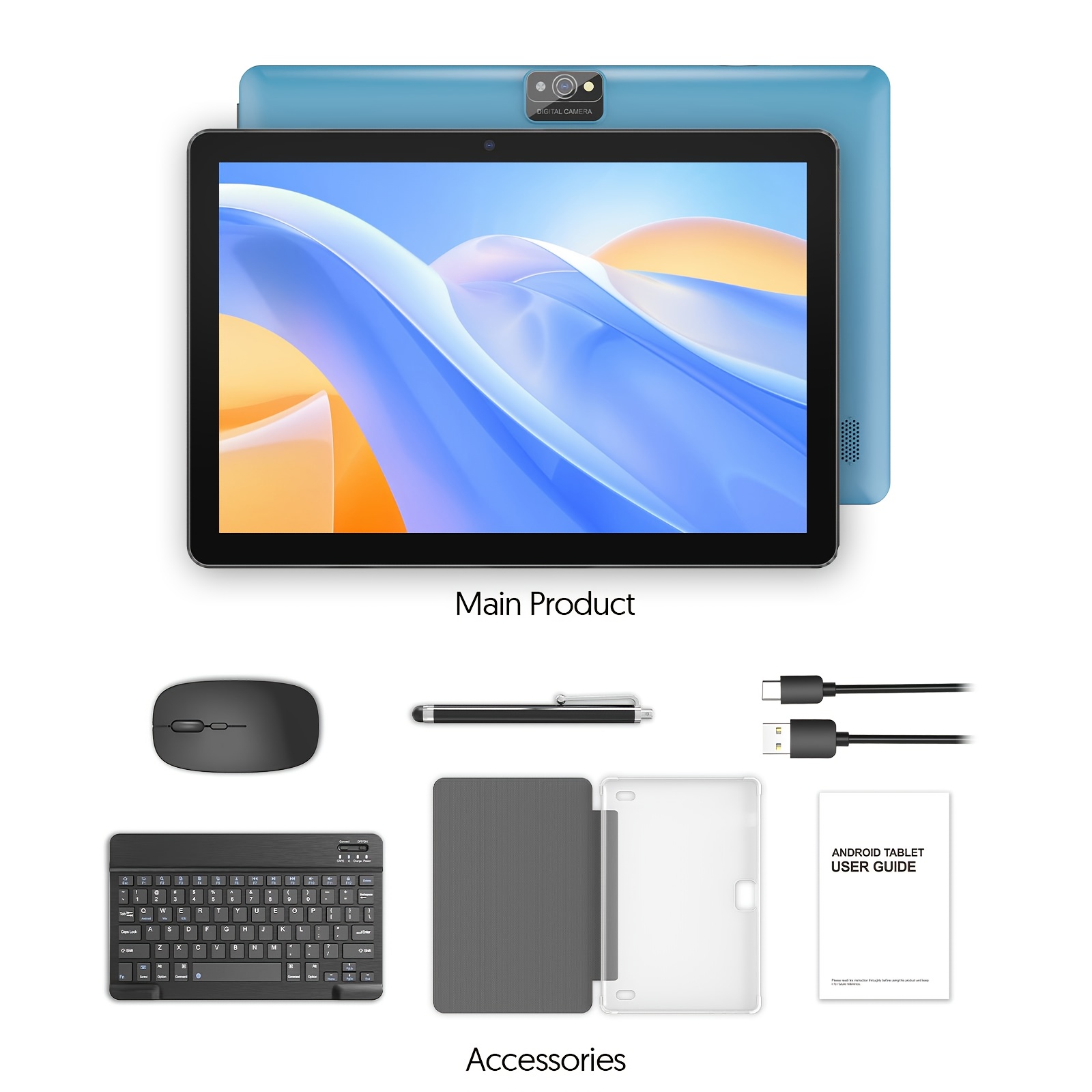 10 Inch Android 15 Tablet, 12 (3+9) GB RAM, 64GB ROM+1TB Uitbreidbaar Geheugen, 1280 * 800IPS, 2.0MP+8.0MP, 6000mAh Batterij, Meerdere Combinaties (tablet/tablet+toetsenbord Set) Upgrade Systeem, Efficiënte Productiviteit, Technologie Liefhebbers, Hoge Kosteneffectiviteit