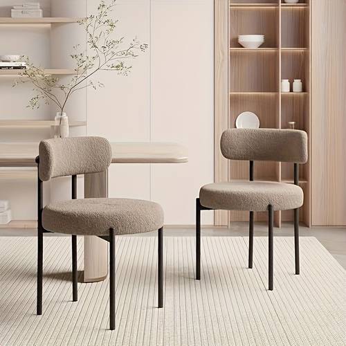 century charm dining chairs with boucle elegant rounded seats backs for thick cushions premium pu leather upholstery sturdy metal legs blending style with for your dining room