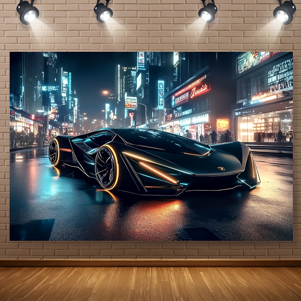 

1pc, Black Sports Car Tapestry, 100% Polyester Wall Hanging, Universal Holiday Decor, Fashionable Room Decor For Living Room And Bedroom, Multiple Sizes (39x59in, 51x59in, 70.8x90.5in)