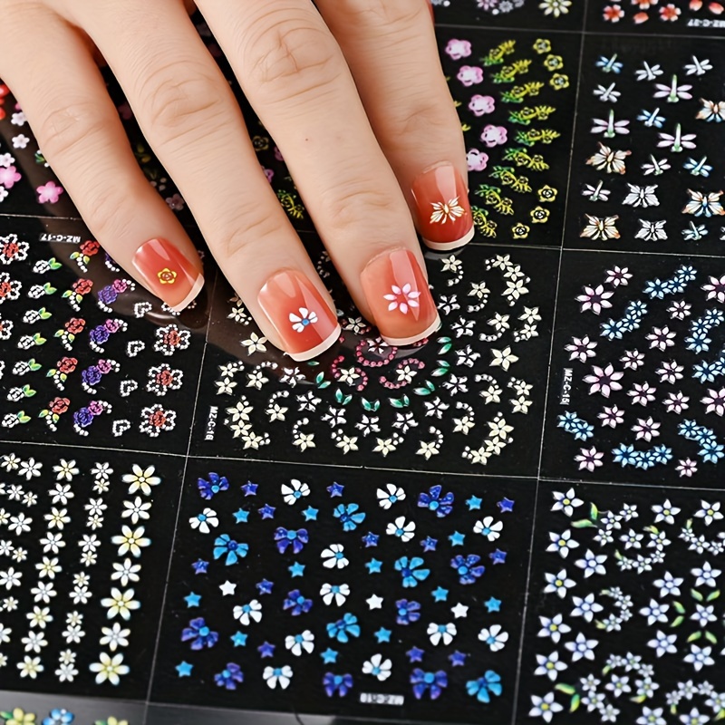 

10pcs 3d Flower Nail Art Stickers, Self Adhesive Nail Art Decals For Nail Art Decoration, Nail Art Supplies For Women And Girls