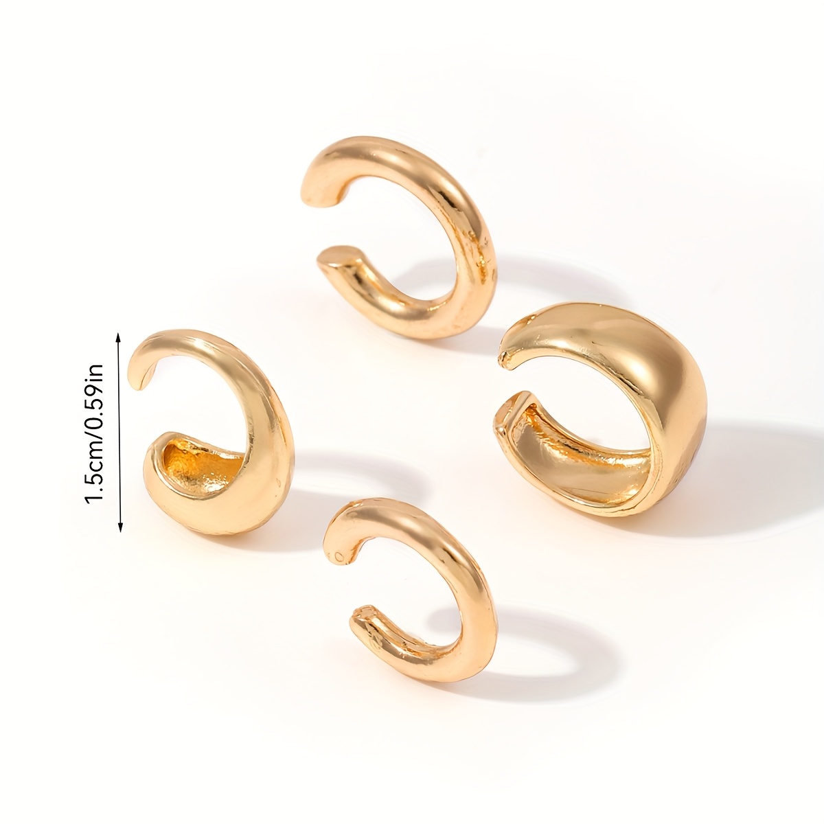 4pcs Non Piercing Clip On Earrings Set Teardrop & C Shaped Versatile