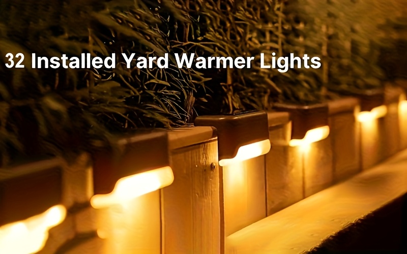 32 pack led solarstep lights outdoor solar powered stairights with lightsensorcontrol warm ledights landscapeighting fixtures forstairs steps fences gardens yards courtyards in brown halloween christmas thanksgiving new year valentines day gifts details 2
