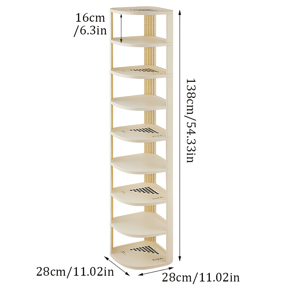 TEMU A Corner Shoe Rack With 3/5/7/9 Layers, Designed To Stand . This Versatile Narrow Shoe Organizer Is Ideal For Small Spaces In Wardrobes Or