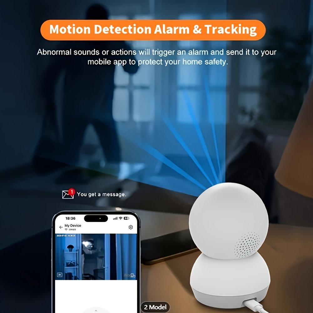 360 panoramic security camera with 2k hd resolution supports dual band wireless wifi monitoring at 2 4g and 5g features detection night vision and pet monitoring suitable for babies pets and caregivers battery not included Product details 9