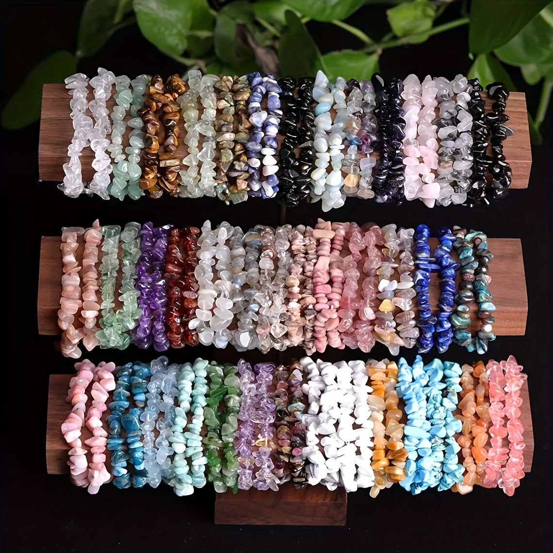 TEMU Random 14/28/36pcs Individual Trendy Bohemian Colorful Irregular Stone Bracelets Women's Jewelry, Fashionable Versatile Mixed Layered Stone