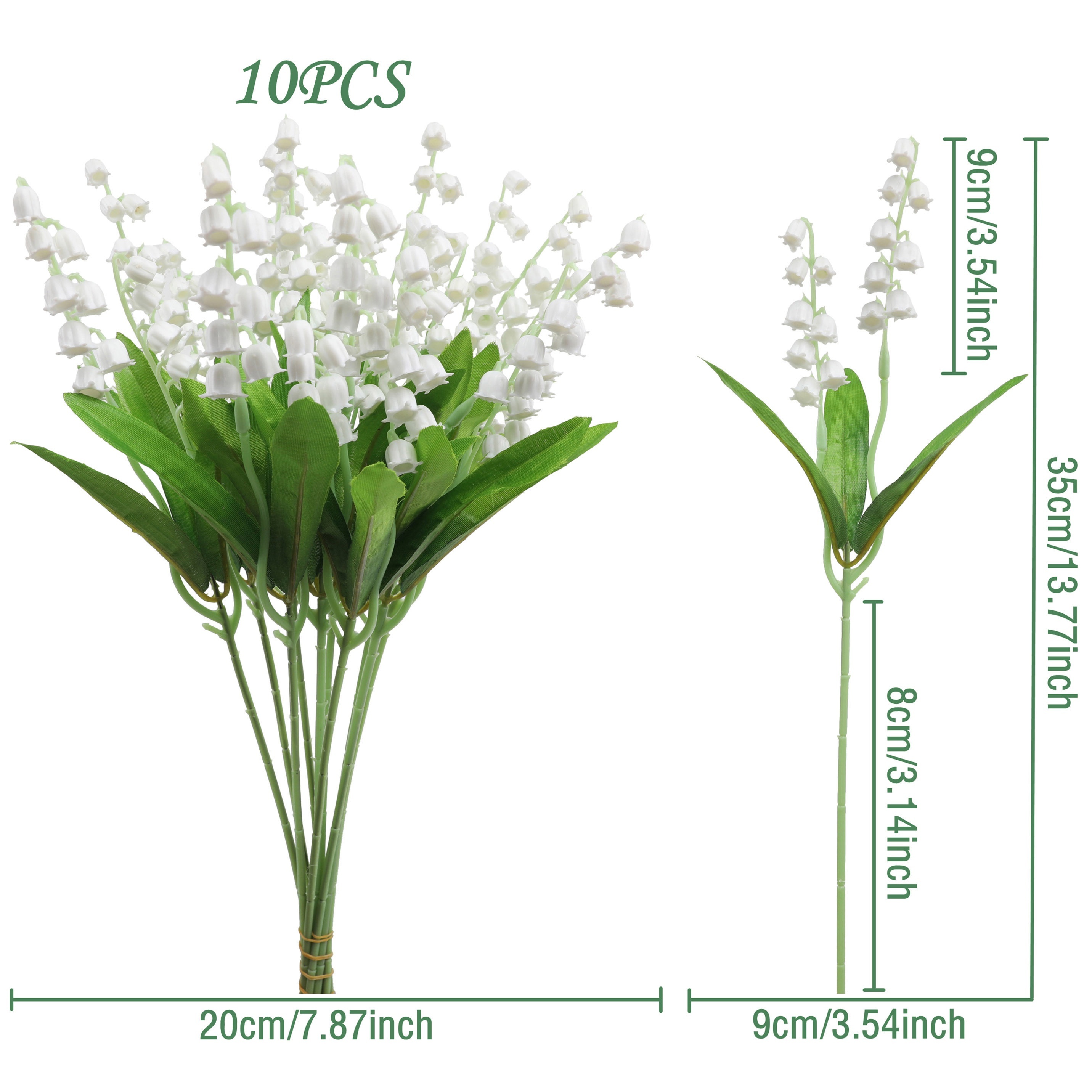 10pcs Artificial Lily Of The Valley, Artificial Chloroplastida, Handheld Flowers, Plastic Bell Flowers, Hotel Wedding Artificial Decoration Landscape, Decoration, Photography Props