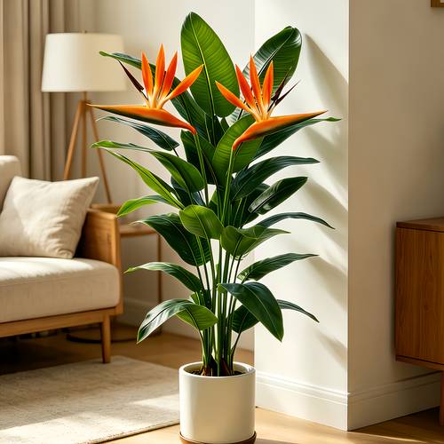 3pcs set 33 inch extra large artificial with 2 of paradise flowers enlarged leaves suitable for indoor and outdoor use dense and realistic green foliage fits home office garden and