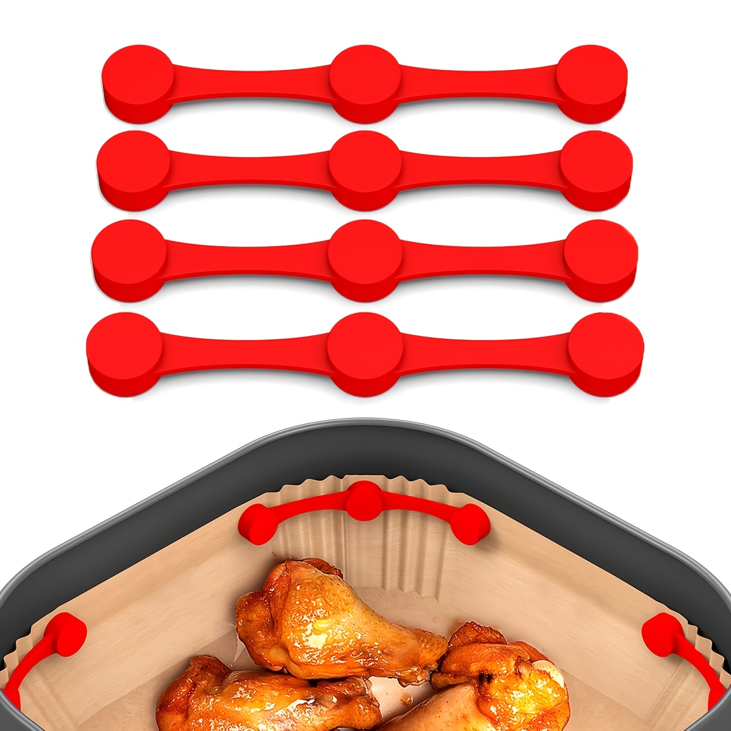 Image of Air Fryer Magnets For Parchment Paper Liners, Air Fryer Accessories, Upgrade Air Fryer Magnet Silicone - Heavy-duty Surface, Compatible With , , , And More - Prevents Disposable Paper Liners From