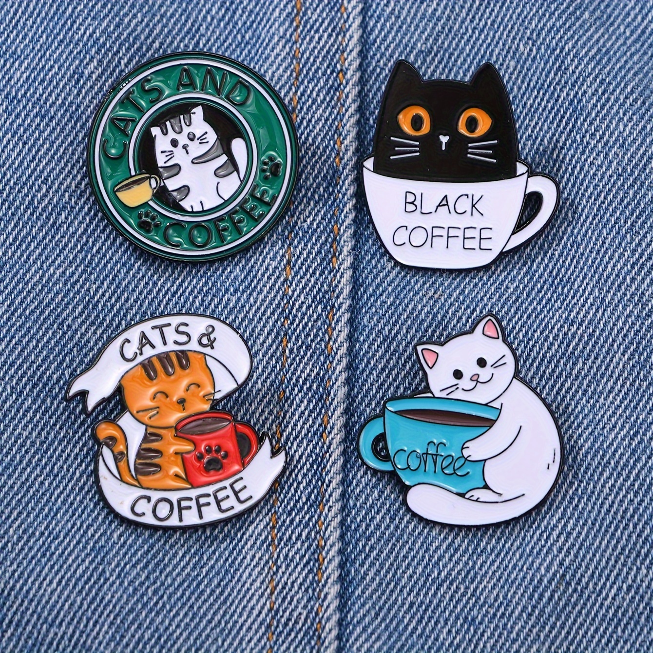 

4-piece Set Cute Enamel Pins, Zinc Alloy Cartoon Brooches For Daily Wear, No Mosaic Material, Versatile Fashion Accessories For All Seasons