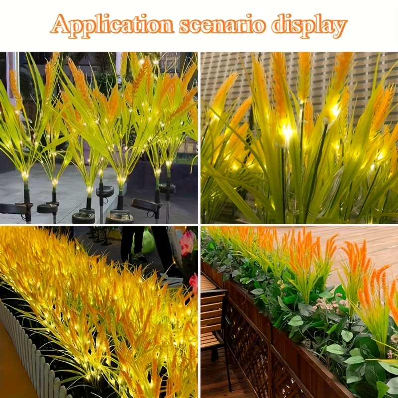 1 pack 7 wheat lights outdoor off solar with 7 plug and play wheat   for pathway   decoration plastic wheat   lights suitable for lawn harvest Product details 5