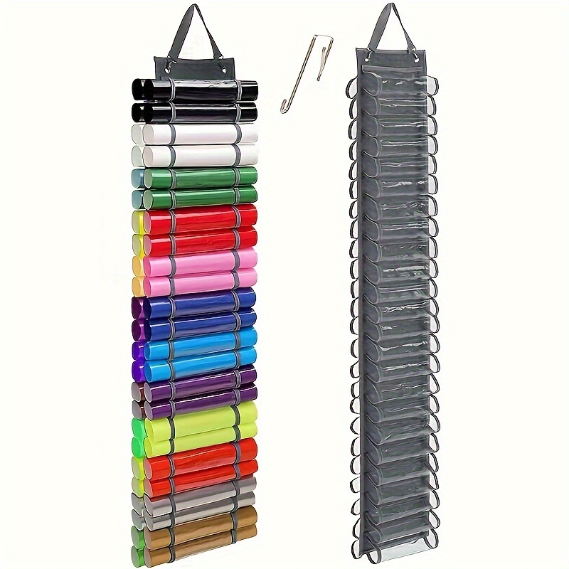 48-compartment Vinyl Storage Bag, Hanging Organizer, Door-mounted Roll-up Storage Hanging Pouch