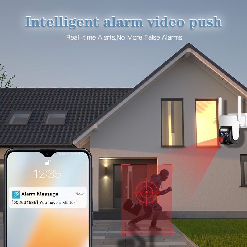 Solar Security Wireless Outdoor Camera Dual-Lens, 8X Zoom, Resolution 360° Pan Tilt Control, Support Max 256GB TF Card, Two-Way Audio with Spotlight Siren PIR Motion Detection