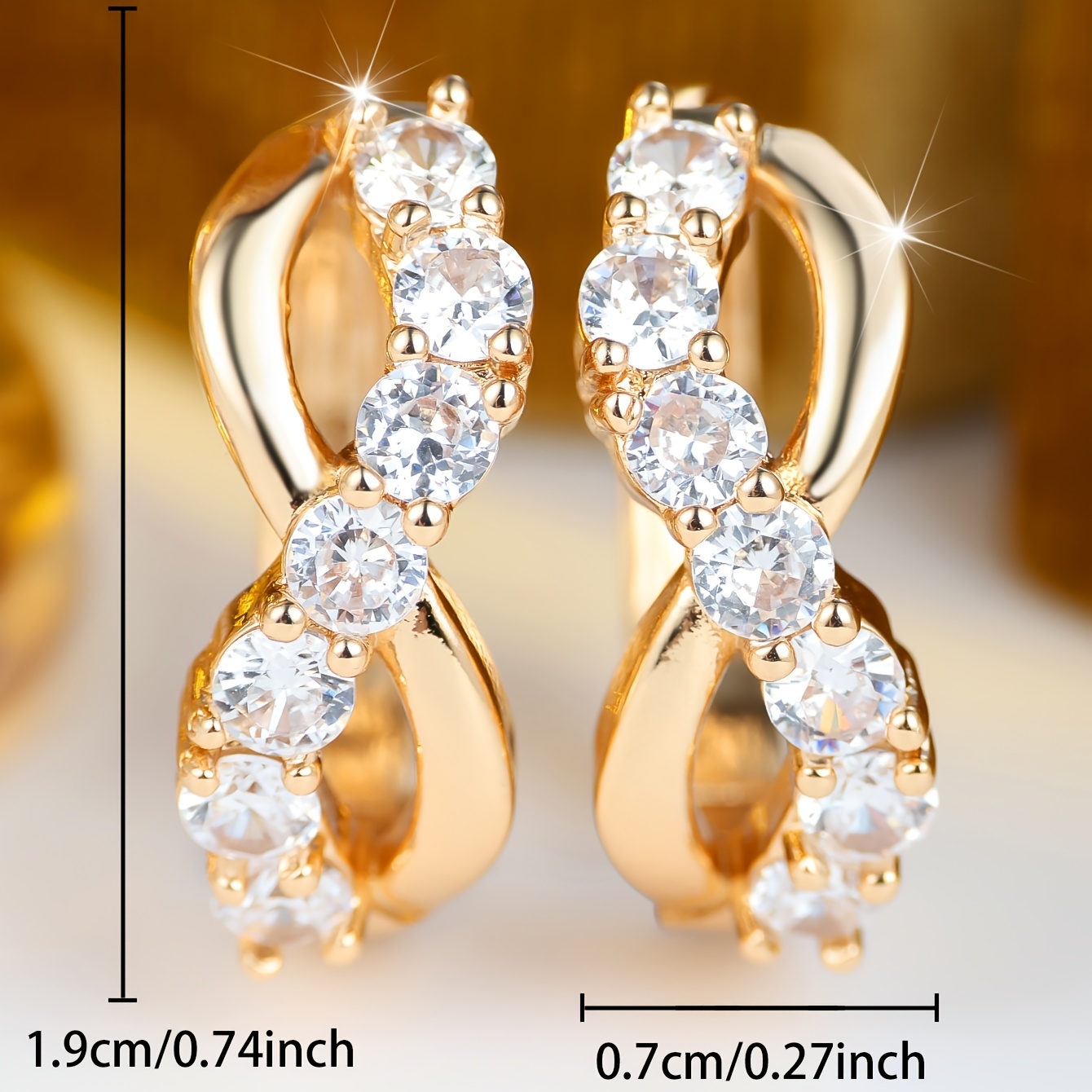 Women's Minimalist Figure-eight Hoop Earrings with Zirconia
