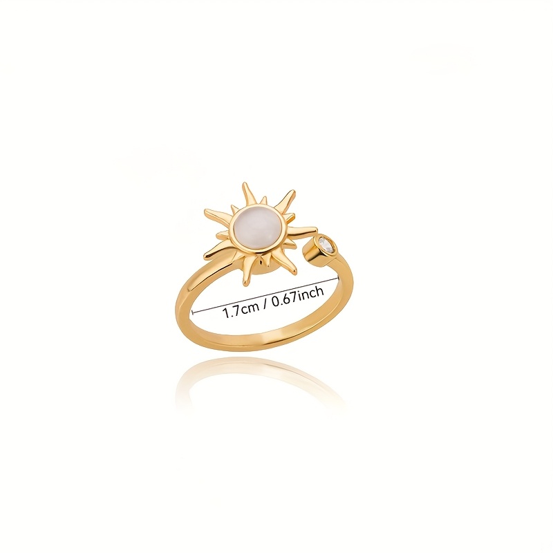 טבעת שמש מסתובבת נחושת אלגנטית וזהובה אחת, מתאימה ללבוש יומיומי וחג, עם יופיי שמש לנ