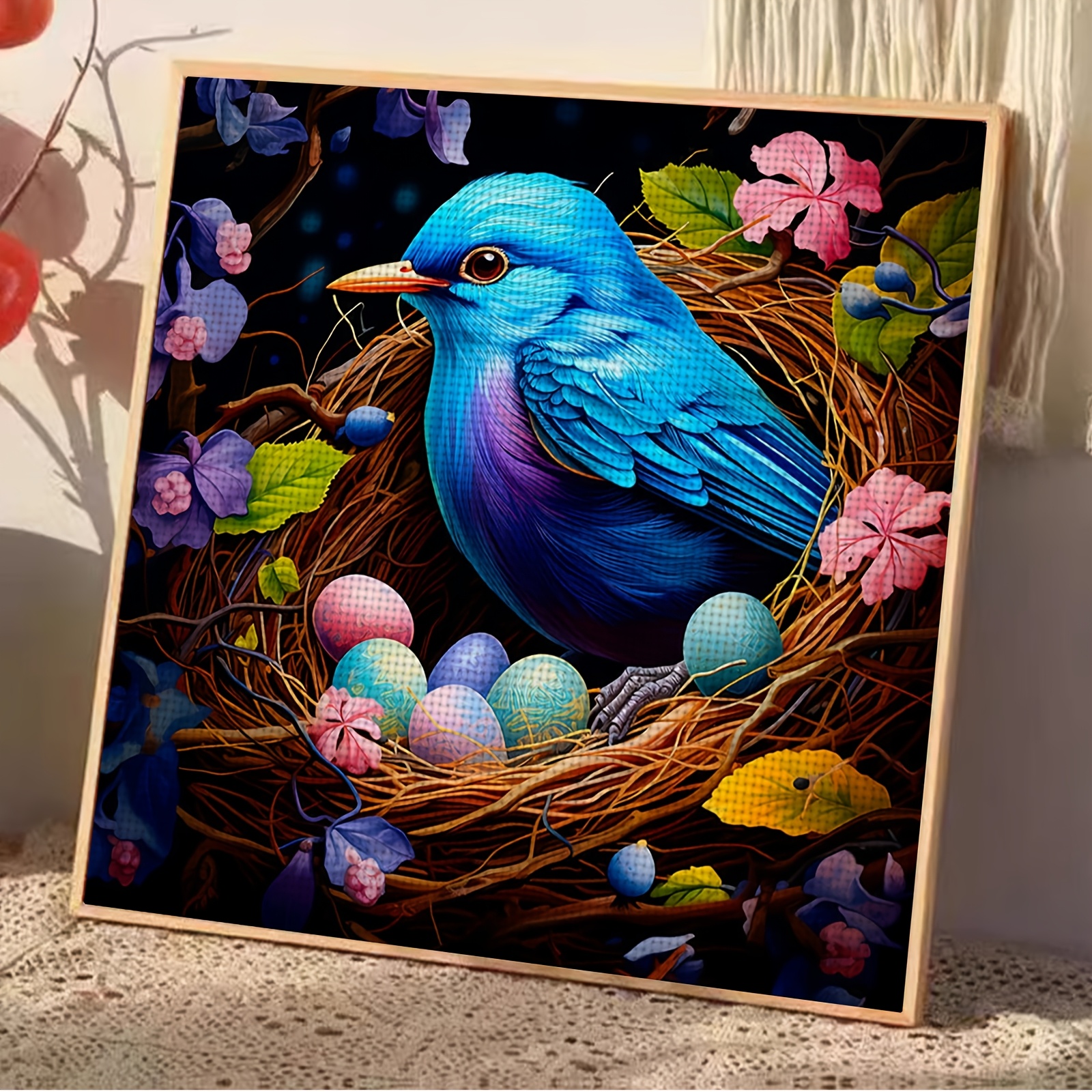 Frameless 11CT/14CT Printed Cross Stitch DIY Kit, Blue Bird Design