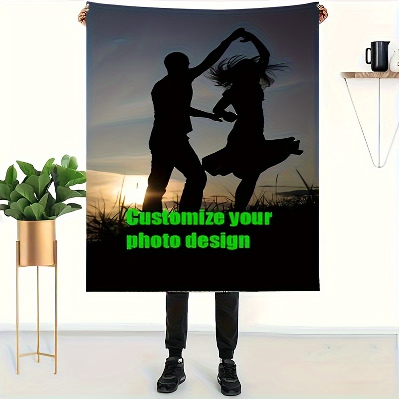 customizable flannel throw blanket personalize with your photos soft cozy for couch bed office dorm camping perfect gift for couples   details 0