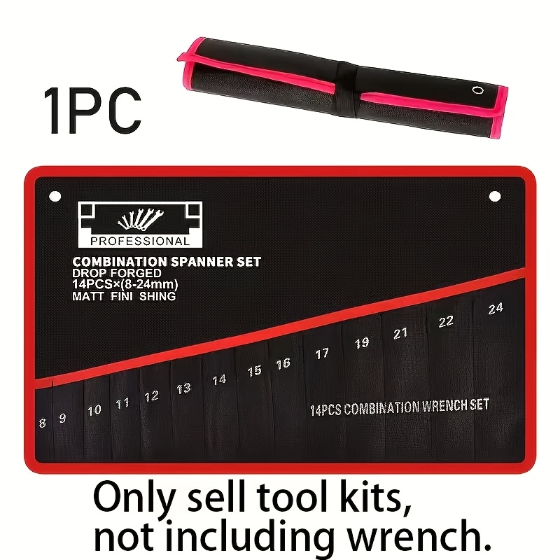 TEMU 1pc. 14-pocket Double-ended Wrench Tool Storage Bag â Durable Material, Suitable For Garage, Basement Tool Storage, Industrial Tool Organizatio