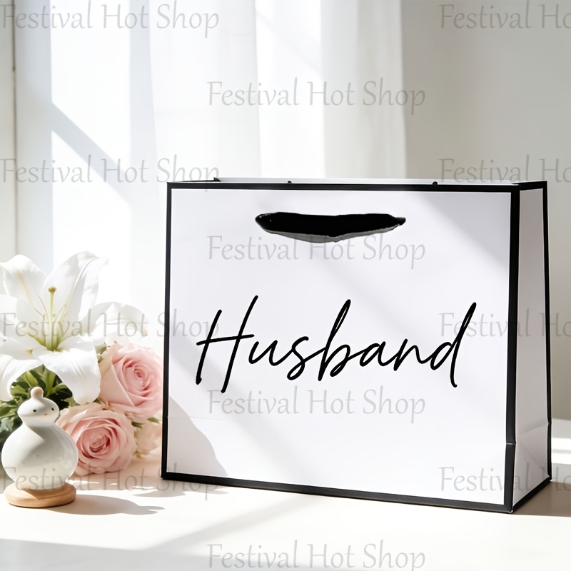 TEMU Gift For Her/him A 'husband' Gift Bag, Lightweight And Foldable Shopping Tote, Featuring A Handle And Reusable For Shopping, Father's Day Gift