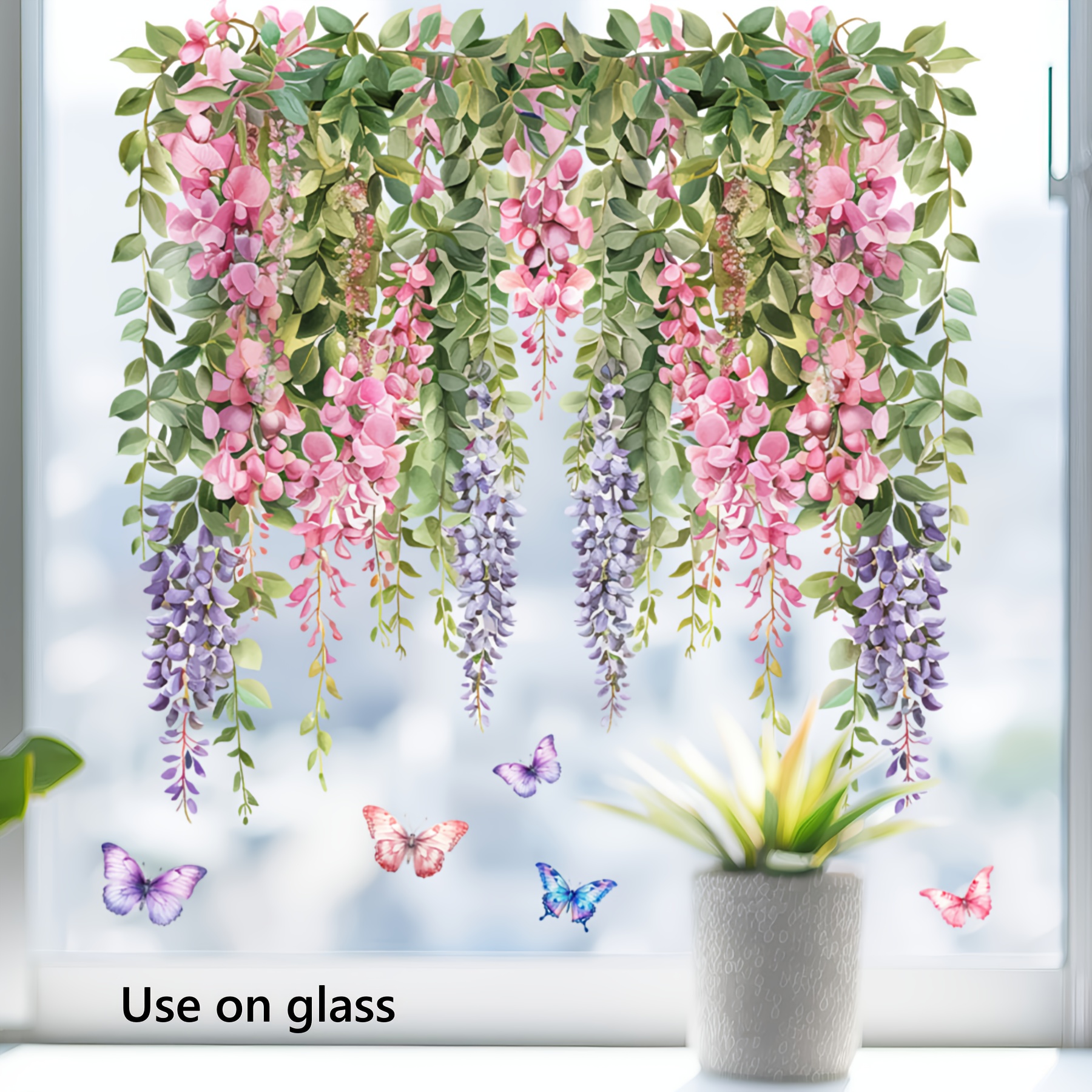 

1pc Creative Vine & Window Clings - Floral Decals For Glass, No Glue Needed - Balcony, Living Room, Bedroom, Bathroom, Office Decor, , Room Decor Stickers