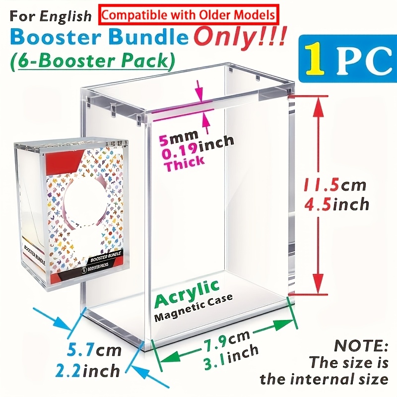 Image of 6mm Acrylic Display Case, For Booster Bundle (6- For ), Transparent Magnetic Closure Storage Box, Designed For Trading Cards, Collectibles And Sports Memorabilia, The Product Dimensions