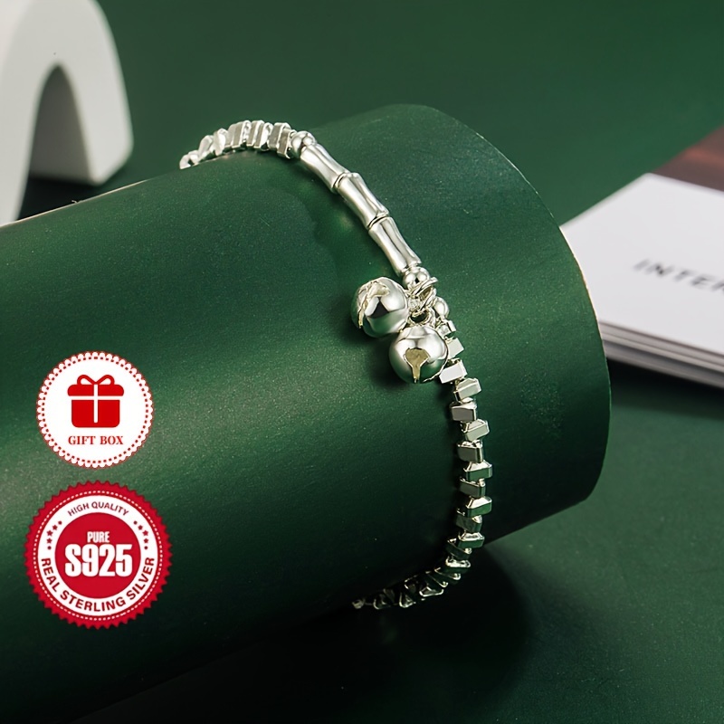 925 Silver Bracelet Vintage Bell Bead Stackable Jewelry