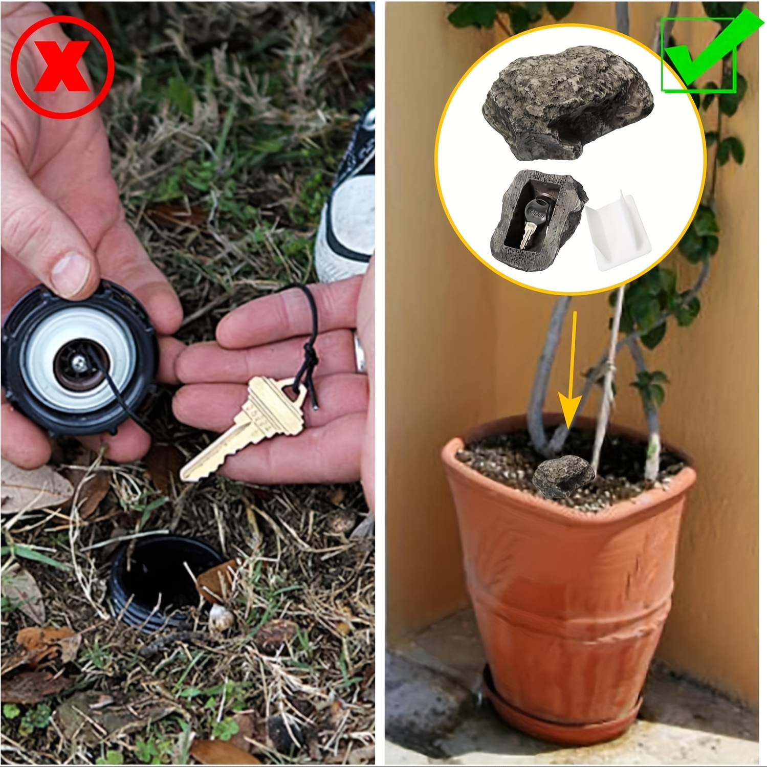 2pcs (including Stone And Base) Hide Keys In Fake Rock, Imitation Box, Suitable For Or Outdoor Key Rack