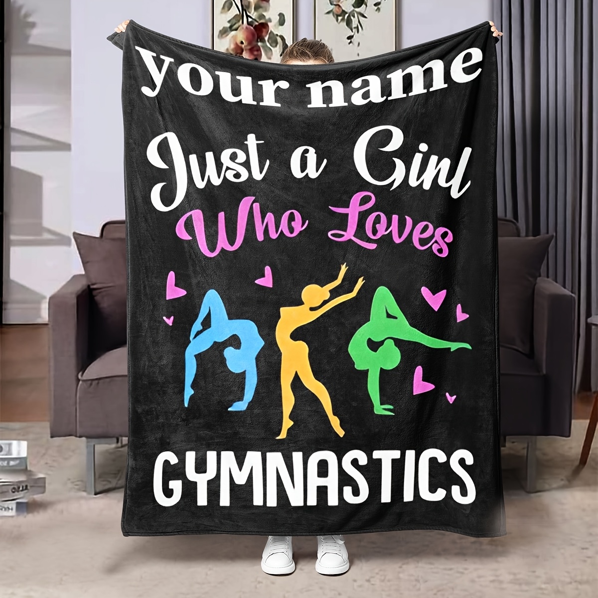 

1pc Gymnastics Fleece Blanket, , Multipurpose - Bedding, 100% Polyester 200-250gsm