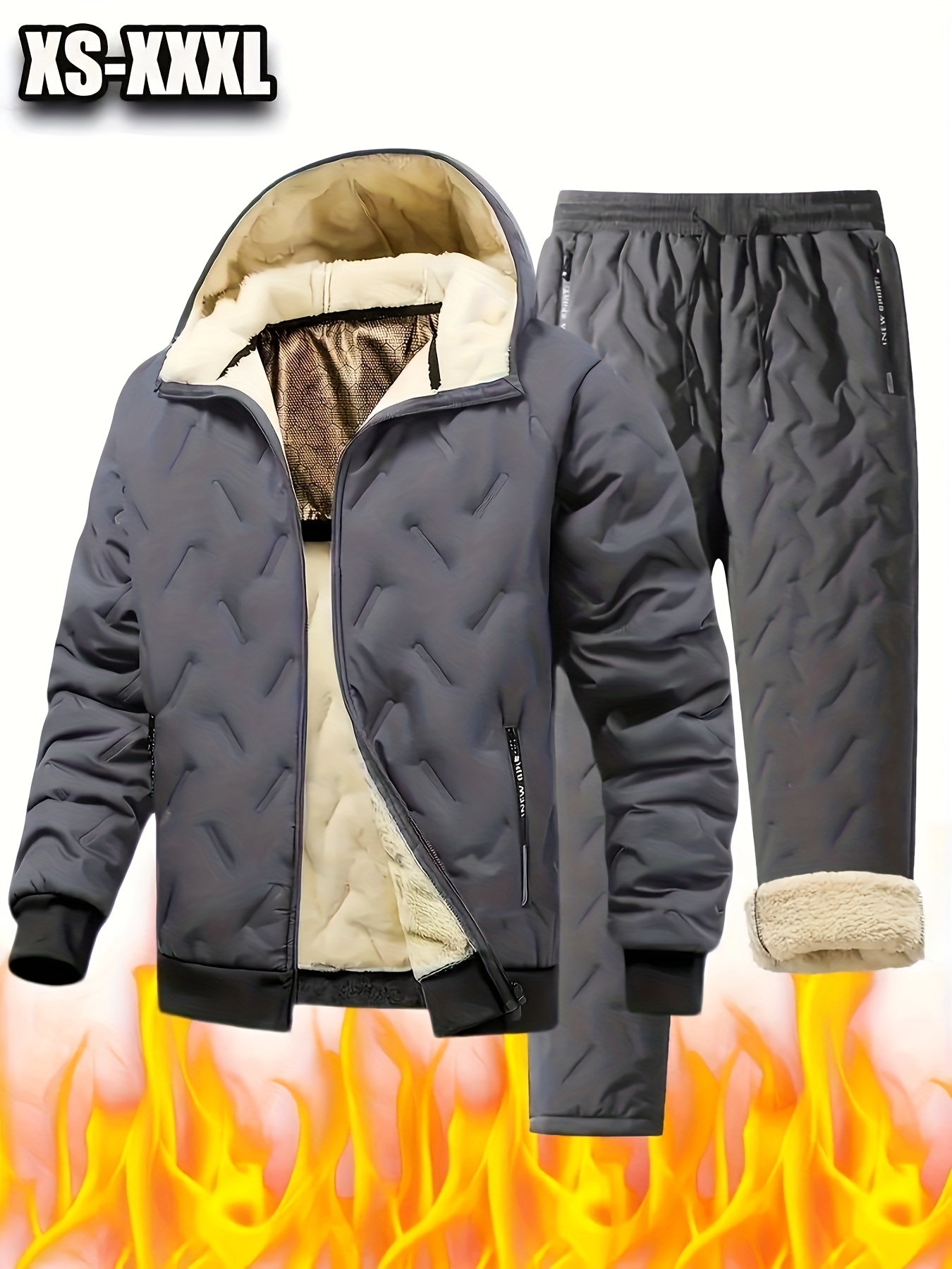 Men's Winter Warm Jacket and Pants Set, Heavy-Duty Gear