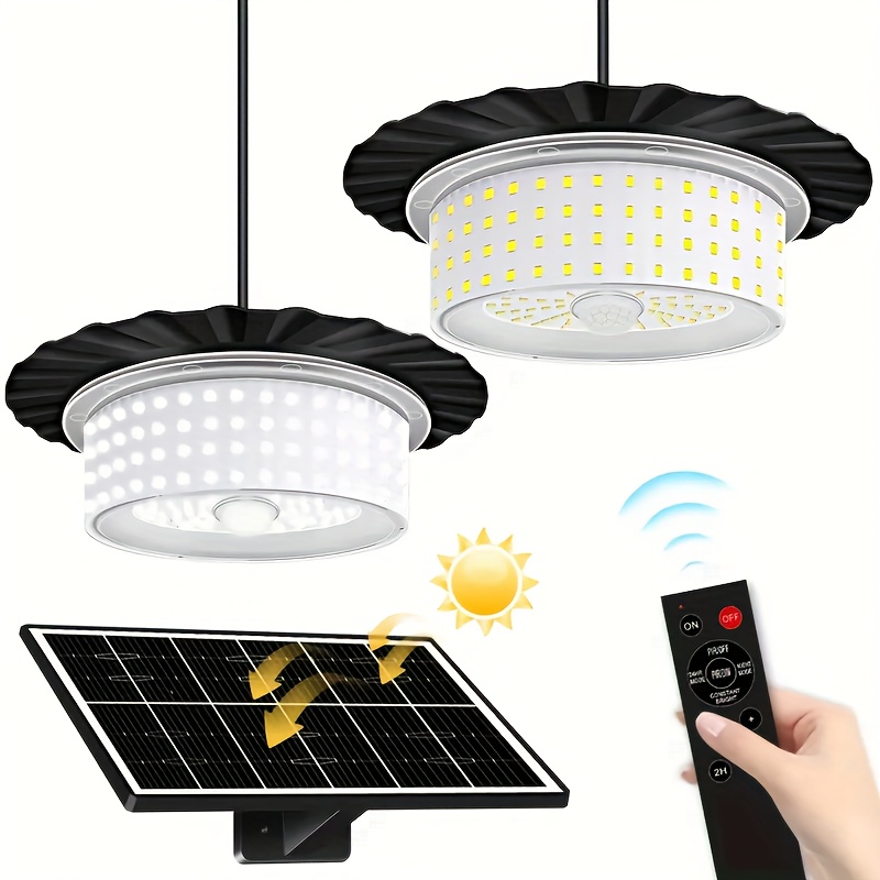 TEMU 1pc Solar , Indoor And Outdoor 244 Led Solar Pendant Light, 5-mode Solar Motion Sensor Light, With Remote