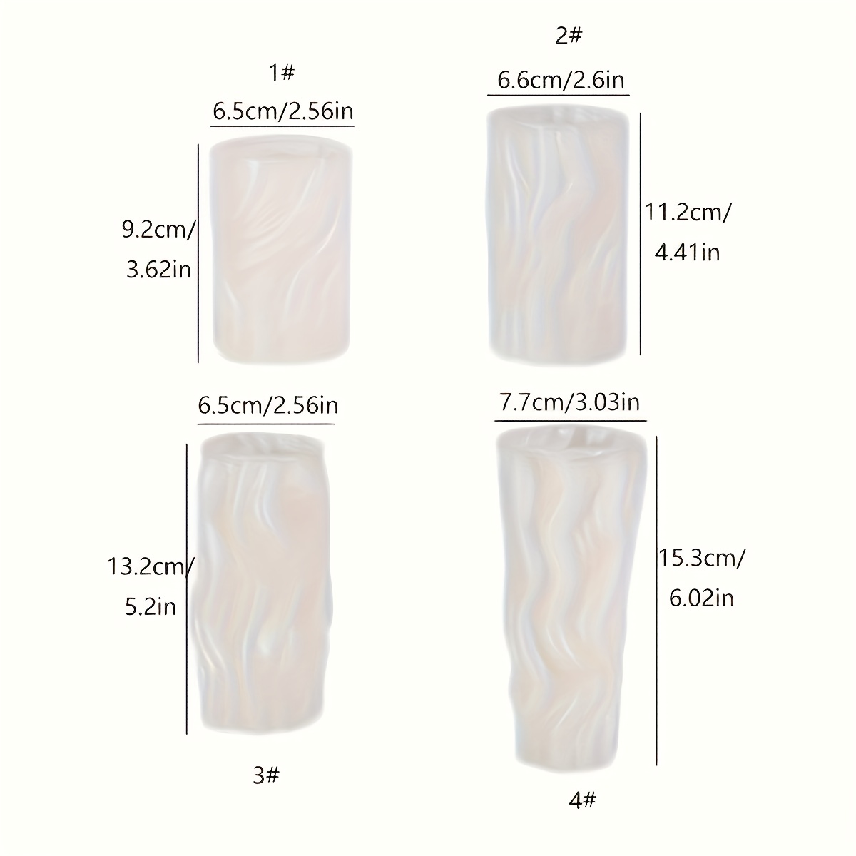 4pcs Wave Cylinder Candle Silicone Mold Set, Irregular Geometric Twisted Stripe Cylinder Candle Mold For Resin And Plaster