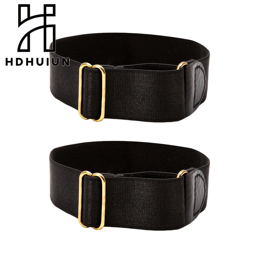 TEMU 2pcs Elastic Black Armband Sleeves, Adjustable Elasticity, Non-slip, Long-sleeve Shirt, Men's, Fixed Armband