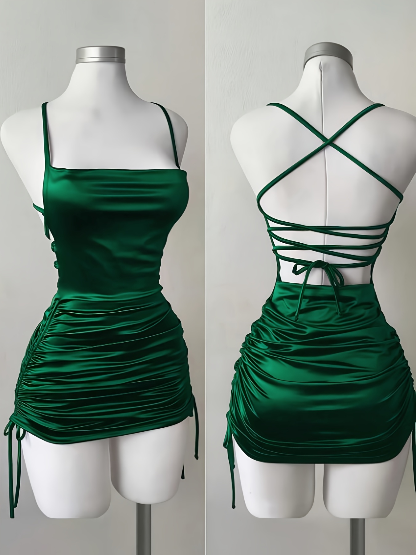 womens new solid color lace up drawstring backless suspender dress fashionable and elegant for parties dates street style cocktail dresses bridesmaid dresses daily wear suitable for   Product details 1