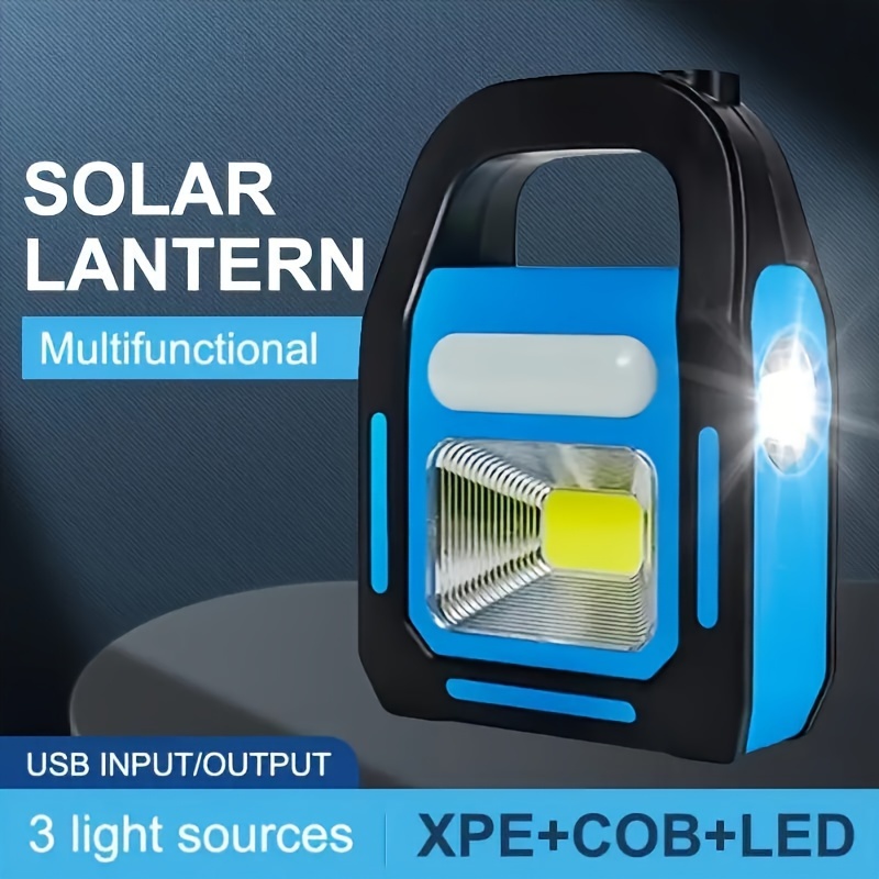 

3-in-1 Solar Usb Rechargeable Brightest Cob Foldable Camping Light Charging Device, Solar Emergency Flashlight Led Light