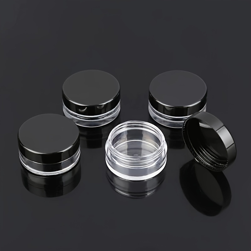 

12pcs 10g 15g 20g 30g 50g 100g Small Clear Cream Jar, Plastic Pot Box Mini Transparent Cosmetic Container With Black Lids