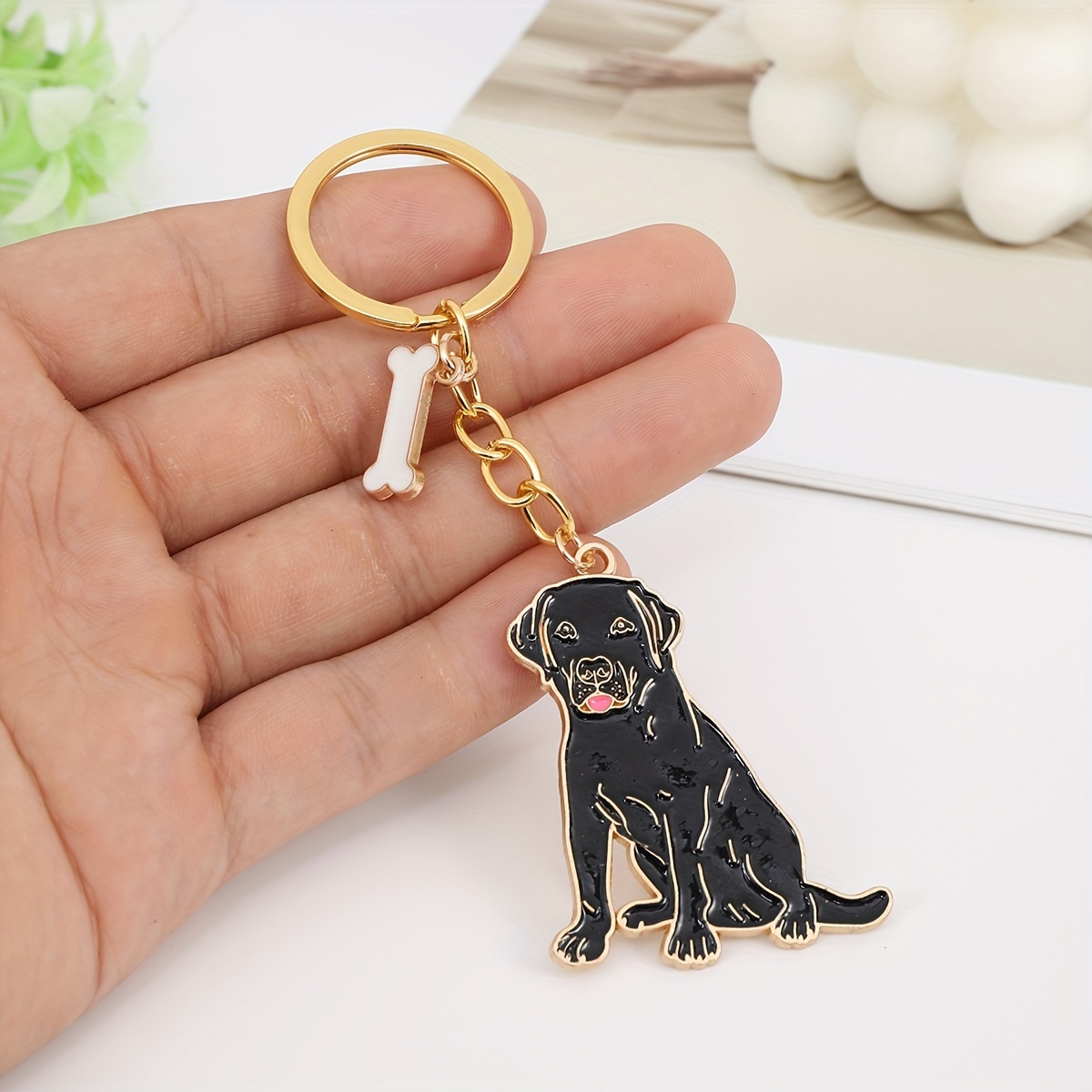 Labrador Heart Keychain - Alloy, Cute Dog Bone Charm, Couples & Pet Lovers, Ideal Valentine's Gift