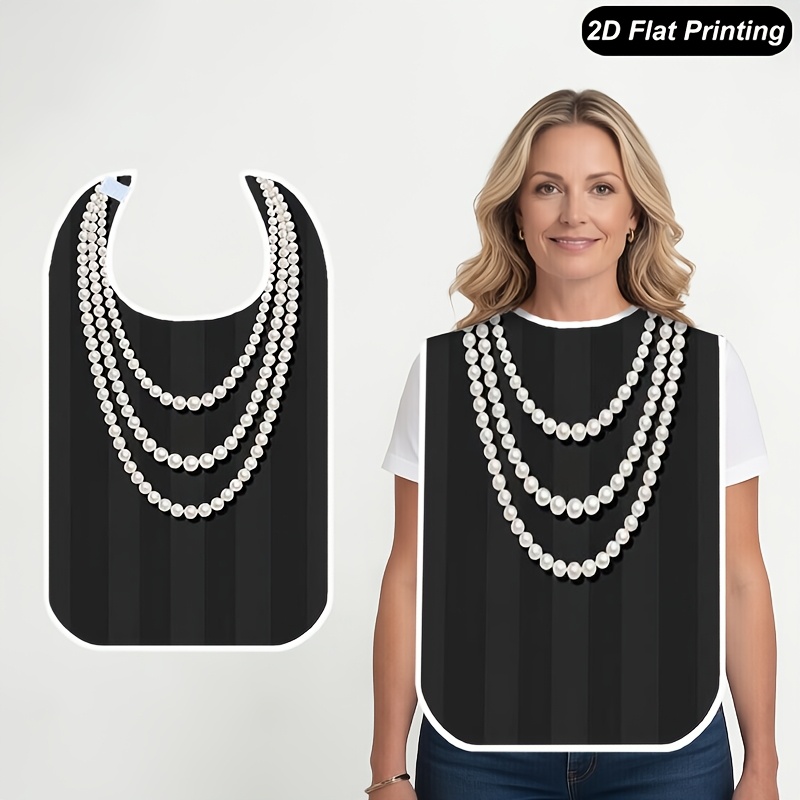 TEMU 1 Bavoir pour Adulte, Design Collier de Perles Impression Plate 2D, Bavoir de Repas pour Adultes, Convient , les Restaurants, les Cuisines, la