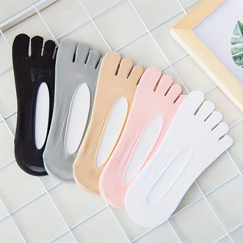 TEMU 5 Pairs Of Anti-snagging, Comfortable, Breathable, Sweat-absorbent, Anti-odor, Shallow Invisible Non-slip Quick-drying Split-toe Women's