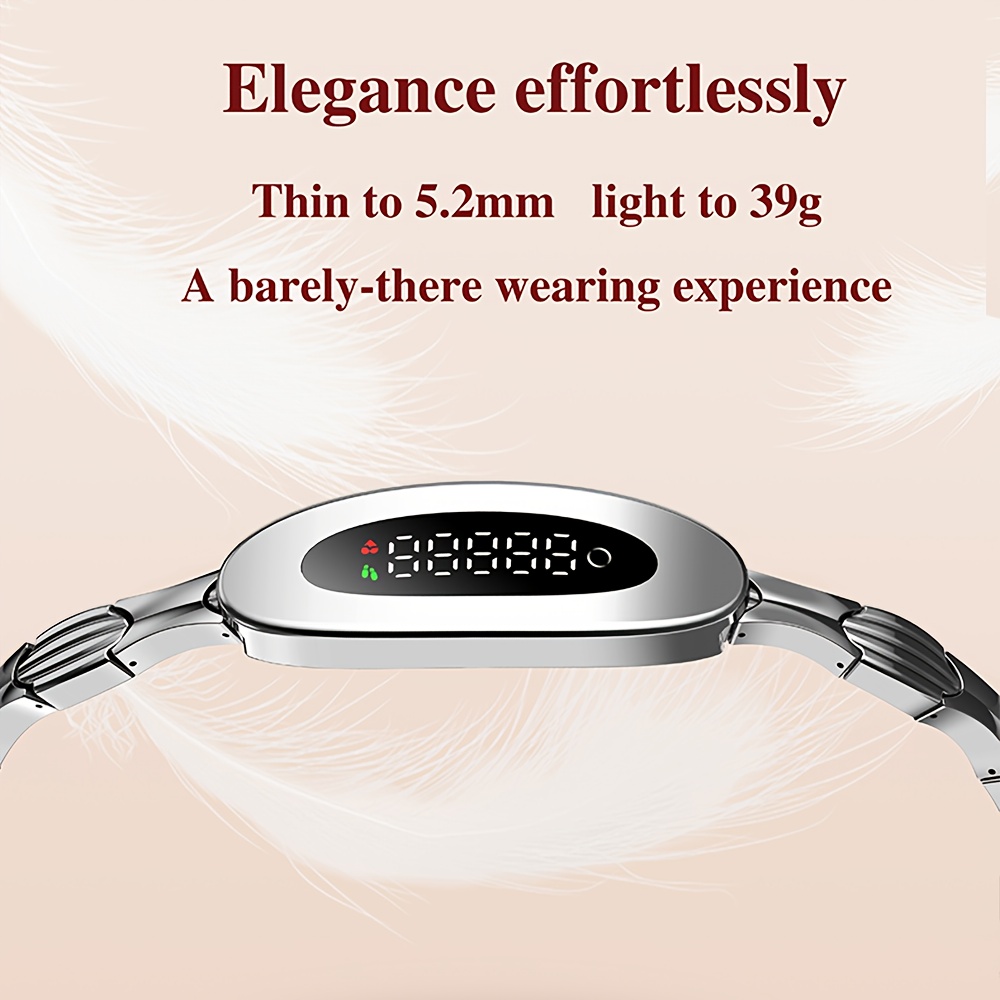 GWENLAND 1pc Smart Bracelet, Smart Band, Smart Watch, Supports Wireless 5.2, Pedometer, Sleep Monitoring, Multiple Sports Modes, Women'S Health, Remote Photography, Metal Watch Band, Women'S Additions, USB Charging