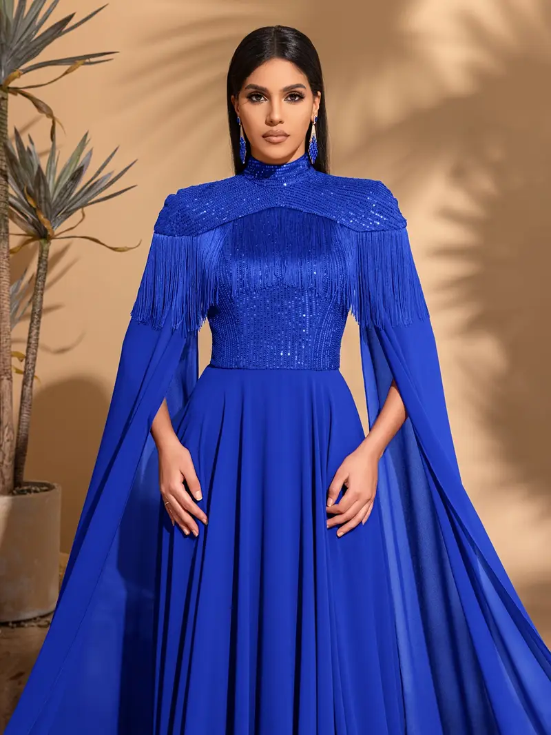 long sleeve sequin tassel dress Fringed Long-Sleeve Short Sequin Hoco Dress