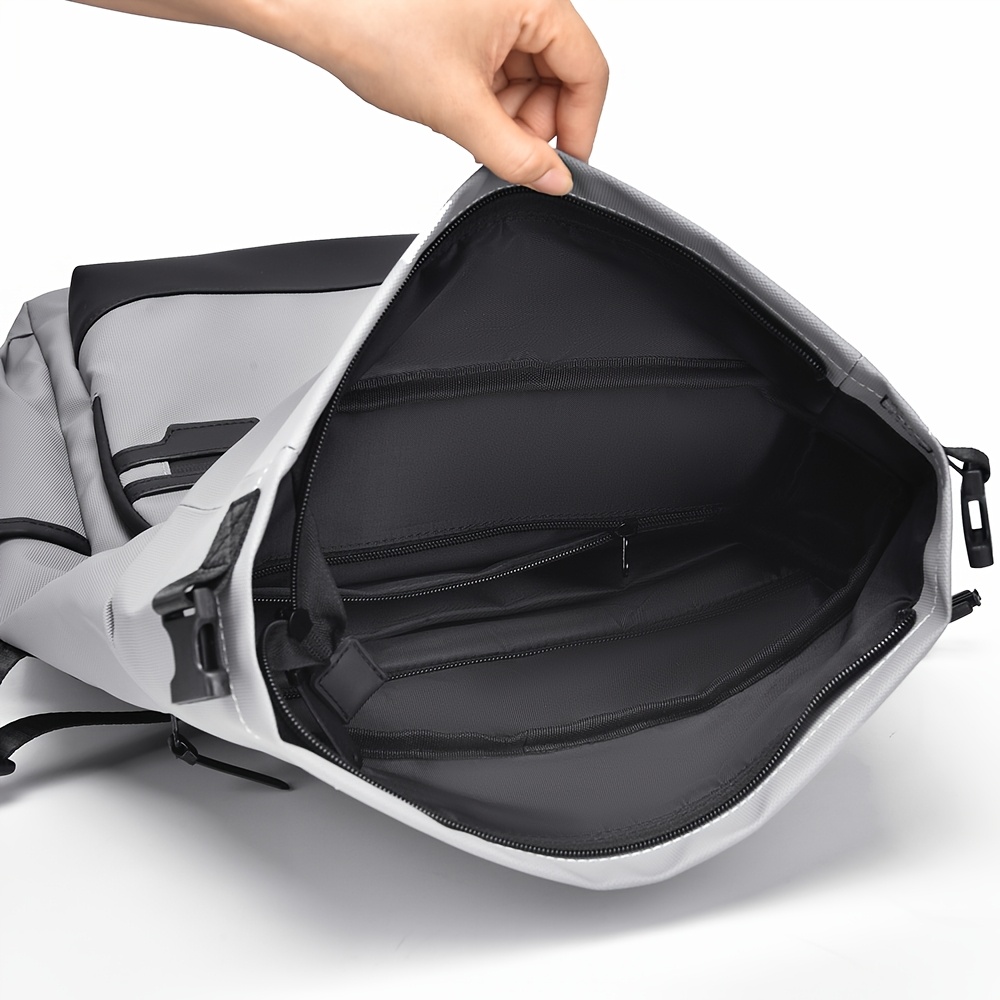 Minimalist Roll Top Backpack for Men, Large Capacity Business Commute Backpack, Durable Laptop Bag Student School Bag