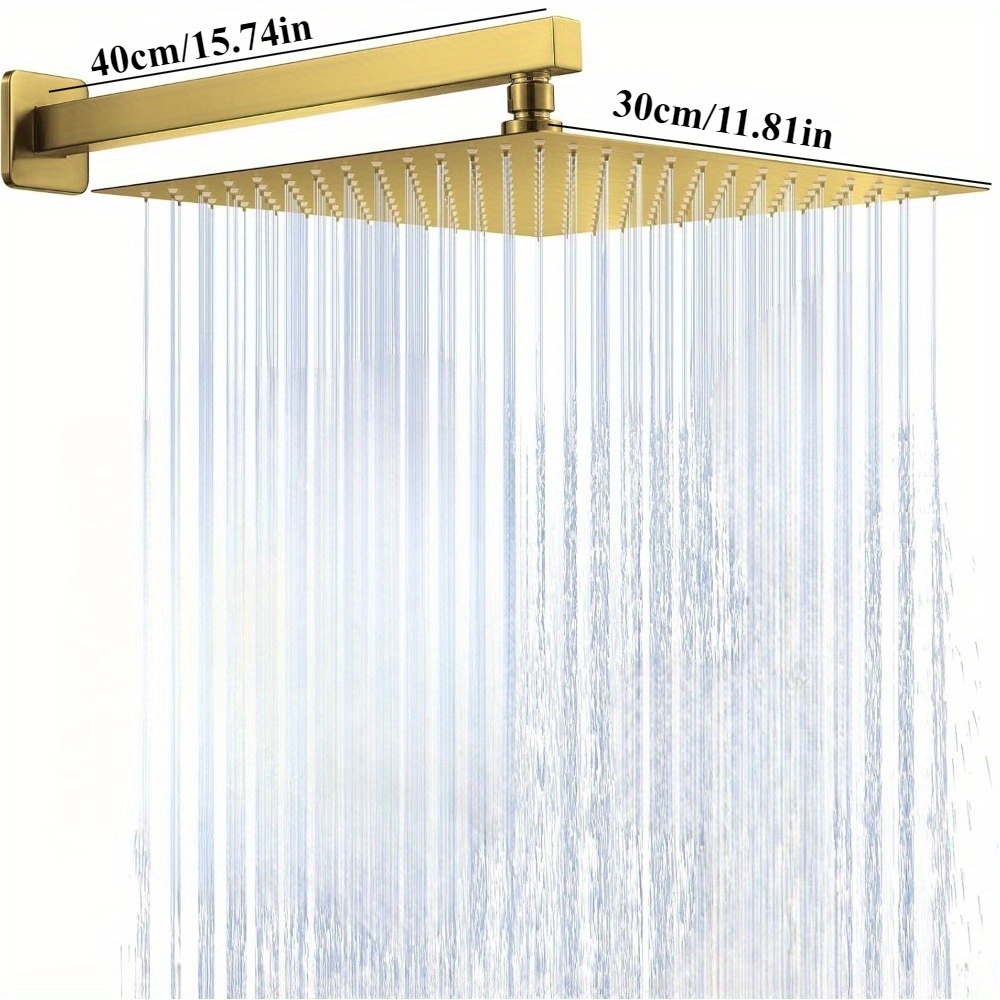 Complete Stainless Steel Shower Head Set with 16-Inch Extension Arm