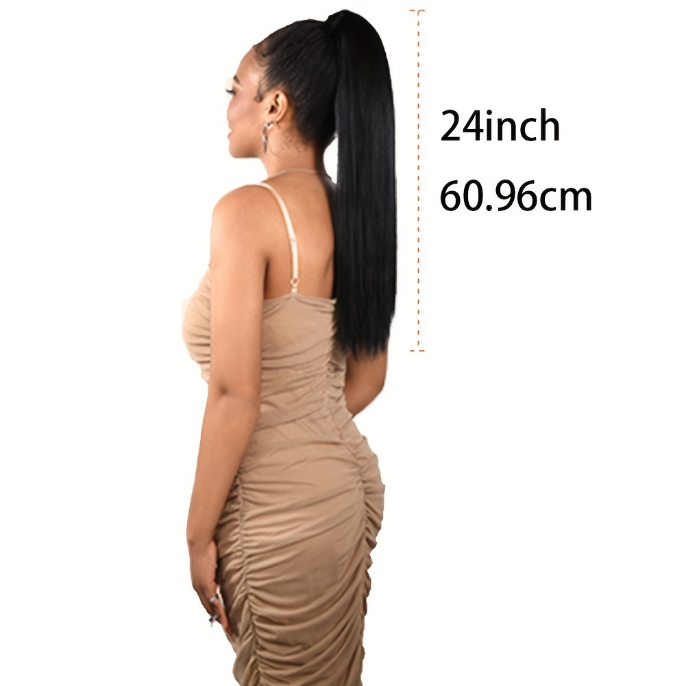 straight   ponytail extension 24 inch synthetic   wrap around long hairpiece with tie basics style suitable for all women multiple colors   from accessories for   use christmas details 4